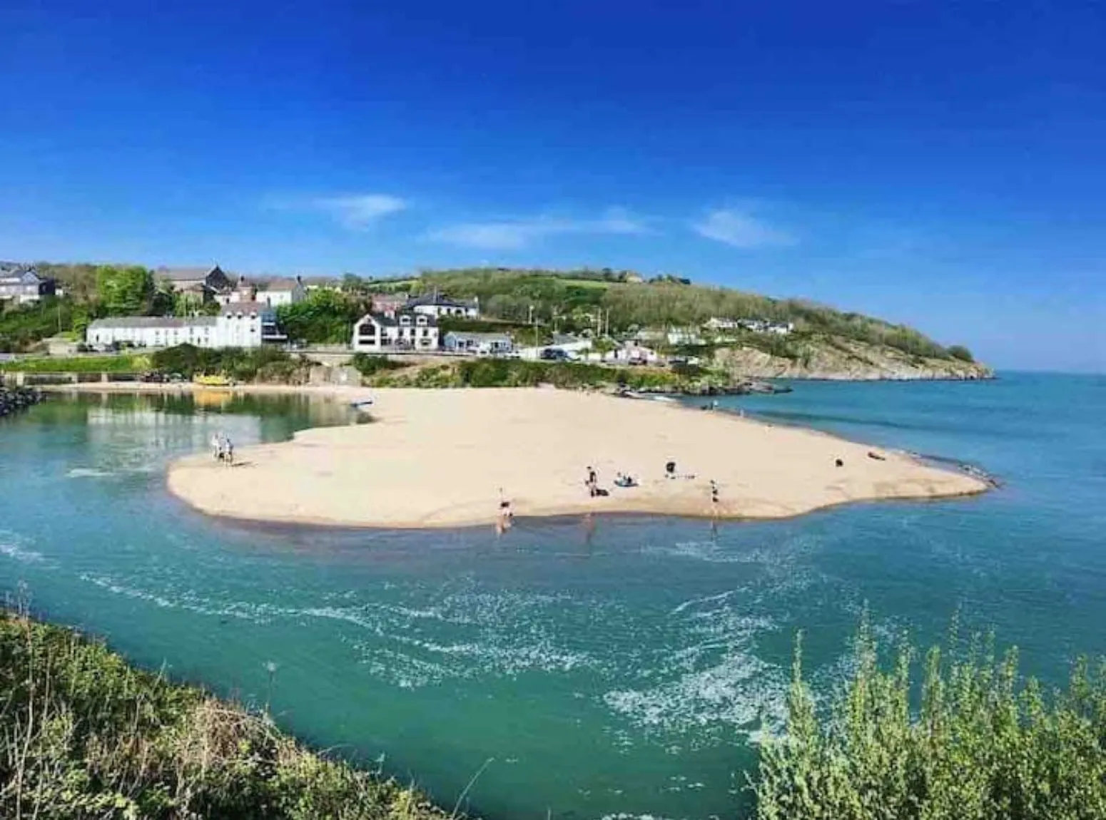 Coastal landscape in West Wales near historic towns and villages